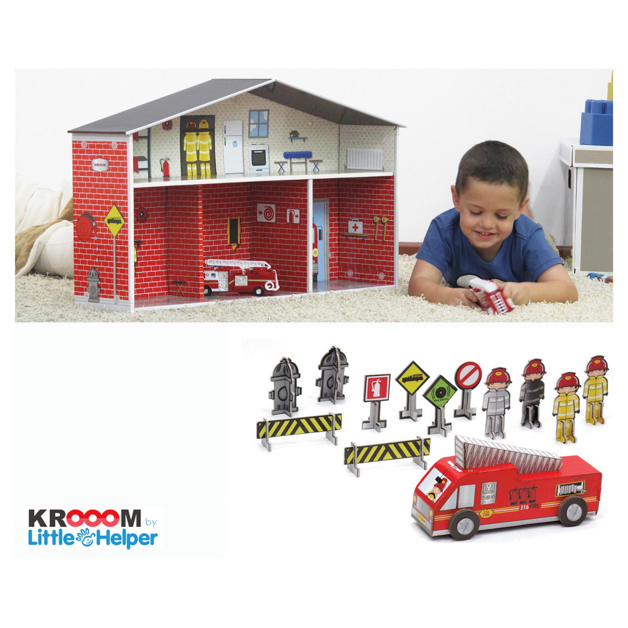 Krooom Fire Station With Figurines (New) 