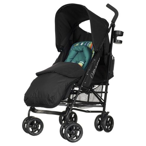 Image of Obaby Atlas Lite Stroller With Footmuff-turquoise Stripe