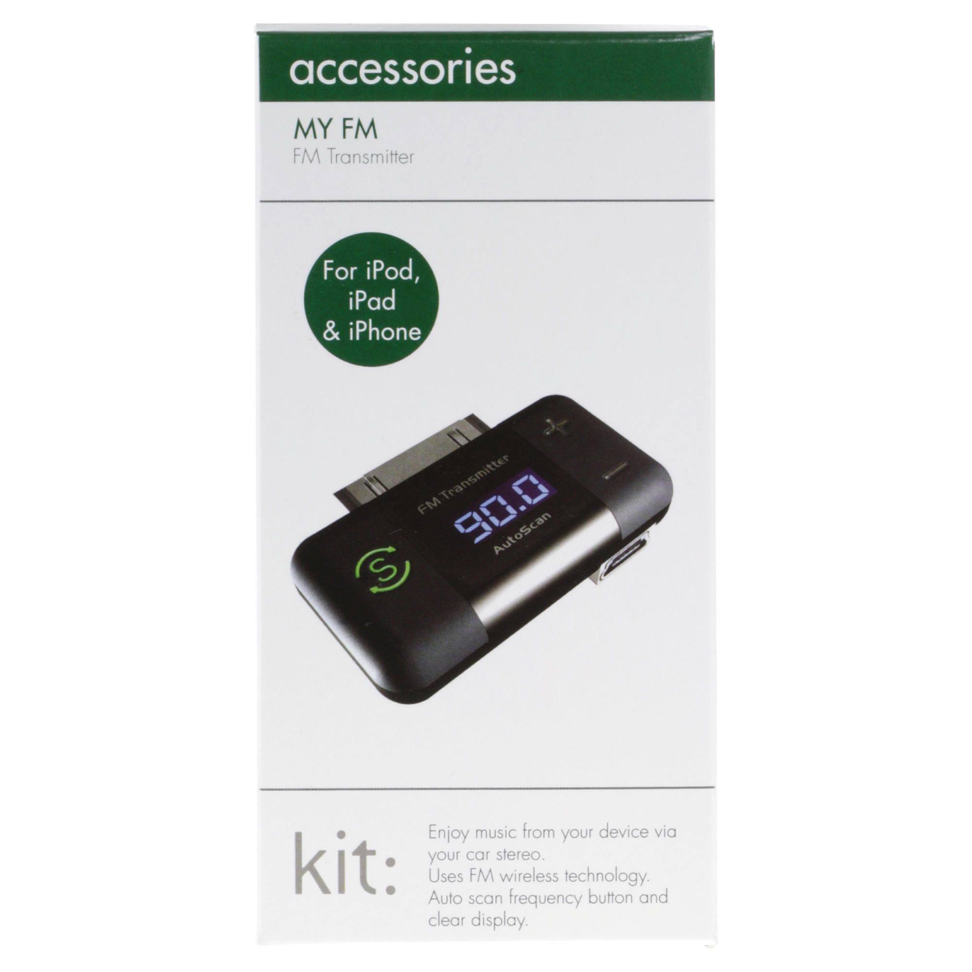 KitSound MYFM Transmitter for the new Apple iPad, iPad 2, iPhone and iPod, Black