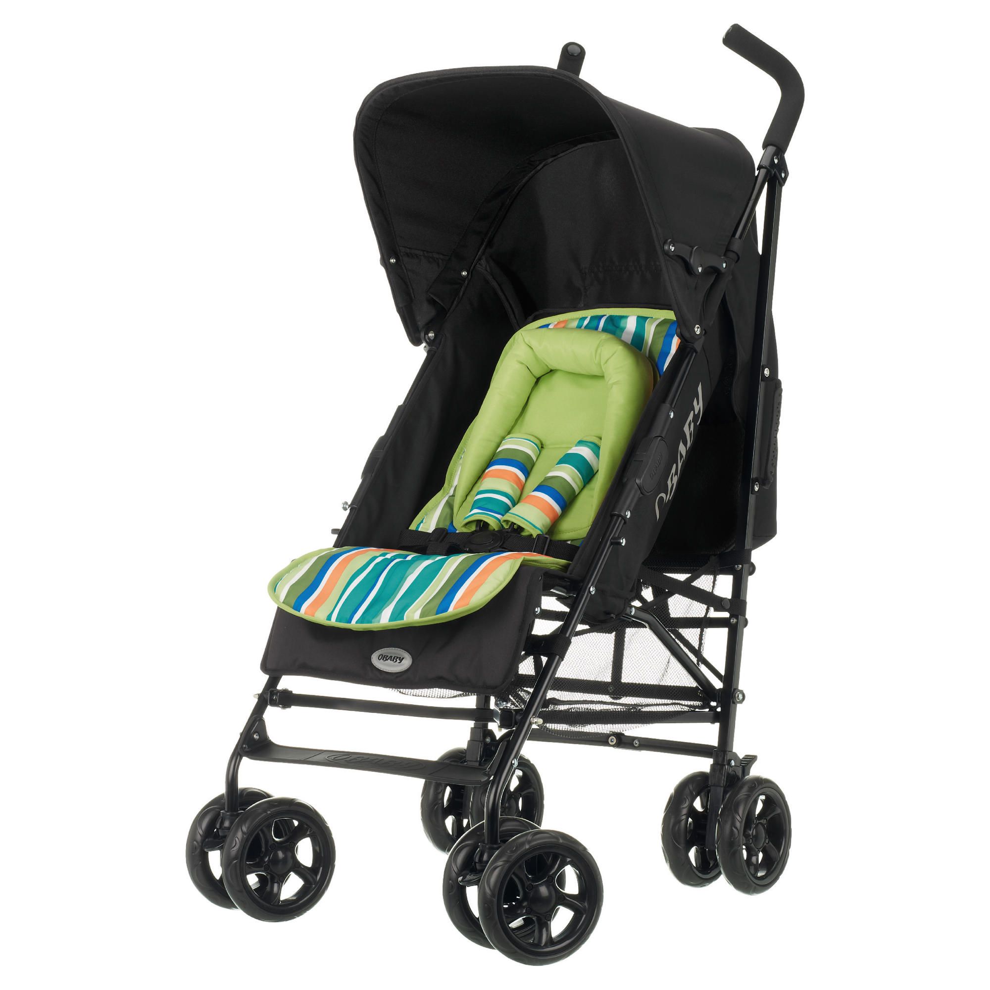 Obaby V2 Black Pushchair with Lime Stripe liner