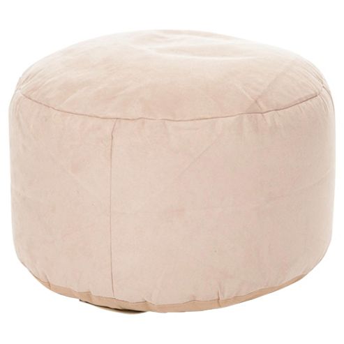 Image of Kaikoo Faux Leather Pouffe, Cream