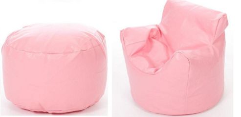 Image of Kaikoo Kids Faux Leather Funzee Bean Bag Chair With Footstool, Pink