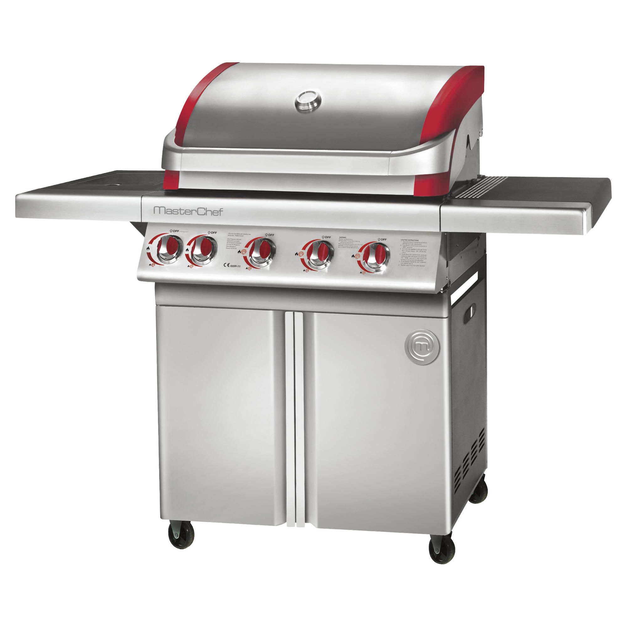 MasterChef Competitor Stainless steel 4 burner gas BBQ with Side burner at Tescos Direct