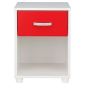 Reno 1 Drawer Bedside Cabinet White & Red