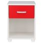 Reno 1 Drawer Bedside Cabinet White & Red