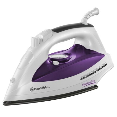 Image of Russell Hobbs 18742 Steam Glide Non Stick Plate Steam Iron - White & Blue