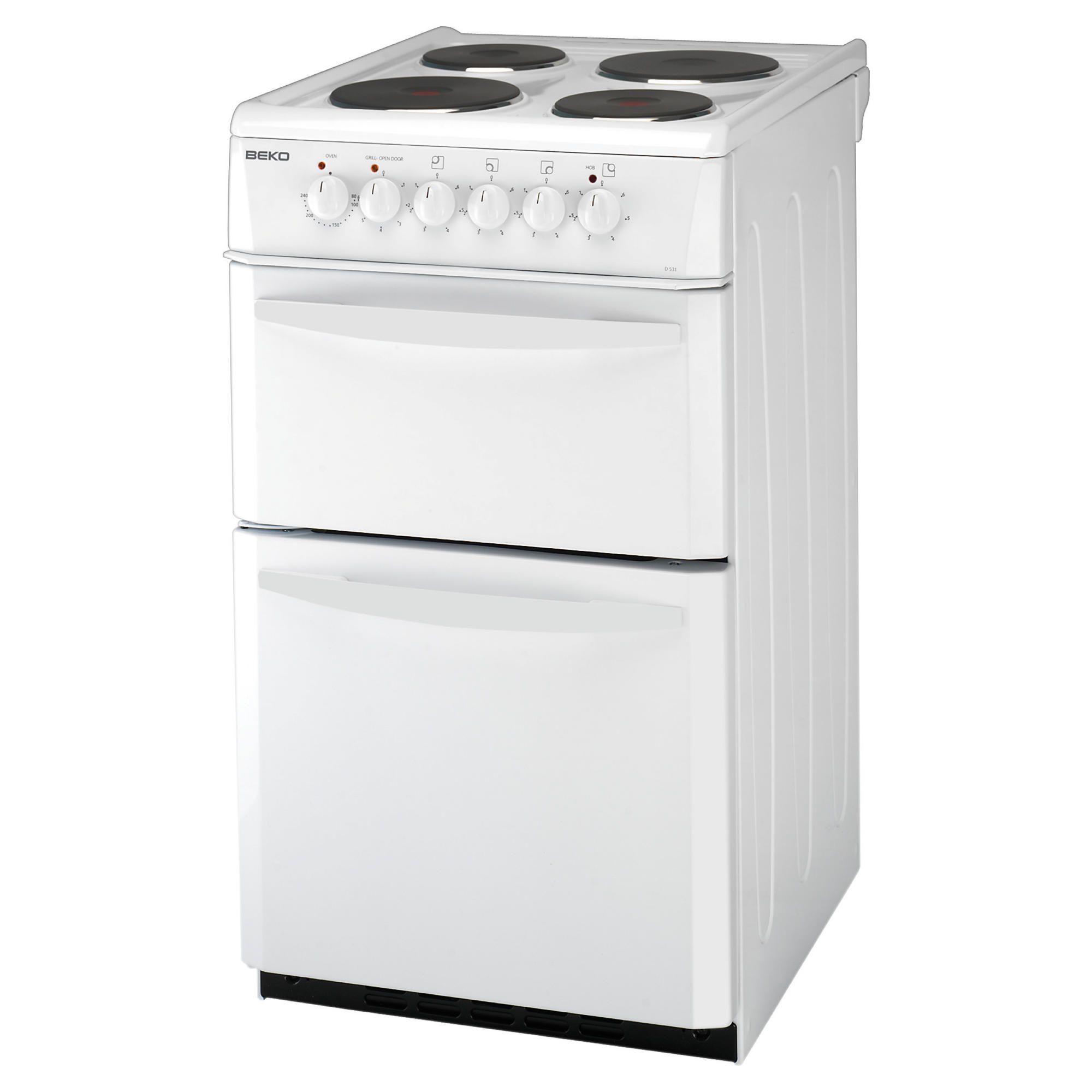Beko D531AW Twin Cavity Electric Cooker 50cm White