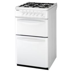 Beko DG581NWP Twin Cavity Gas Cooker 50cm White
