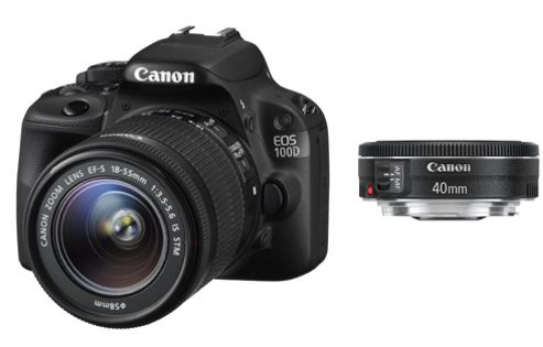 Image of Canon Eos 100d Slr Camera Black 18-55mm Is Stm, 40mm Stm 18mp 3.0touch Lcd Fhd