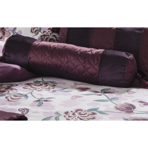 Image of Catherine Lansfield Home Designer Collection Plum Corrine/ Classique Bolster Cushion