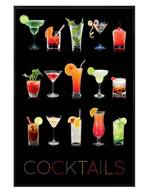 Image of Gloss Black Framed Cocktails Poster