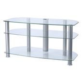 Alphason 42" Sona TV Stand with clear glass and silver legs - AVCR42