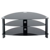 Alphason T-DSC1000/3-PB 3 Tier Universal Black Glass Corner Stand - For up to 42" screen TVs