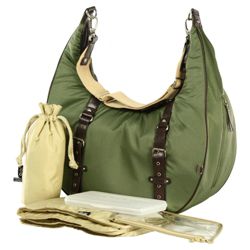 OiOi Burnt Olive Nylon Twill Hobo Slouch Changing Bag