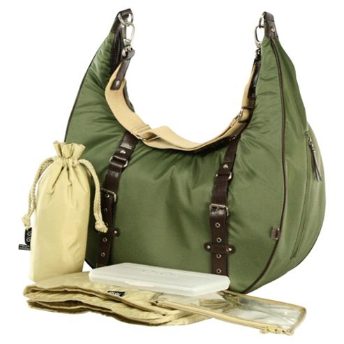Image of Oioi Burnt Olive Nylon Twill Hobo Slouch Changing Bag
