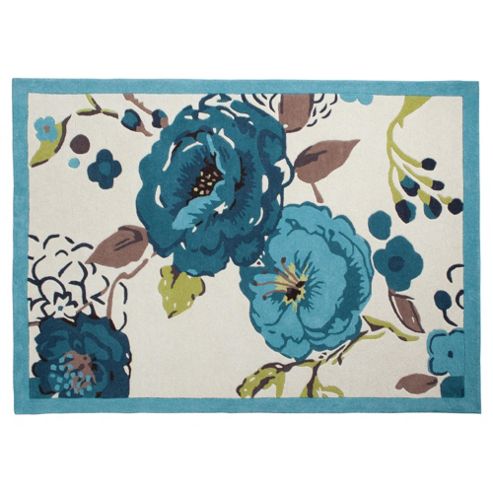 Image of Tesco Rugs Jasmine Blossom Rug Soft Teal 120x170cm