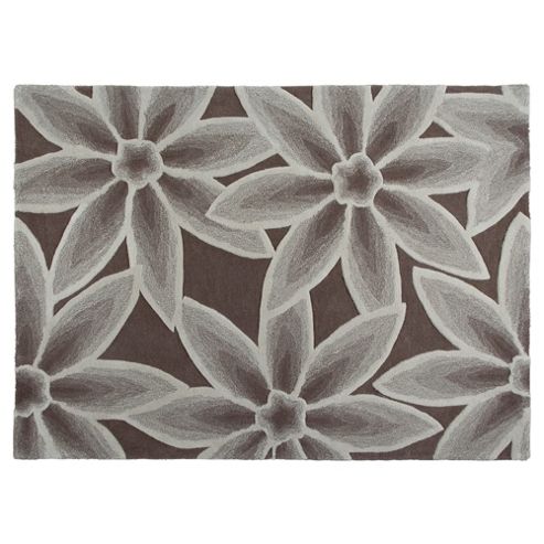 Image of Tesco Rugs 3d Textured Floral Rug Chocolate / Natural 120x170cm