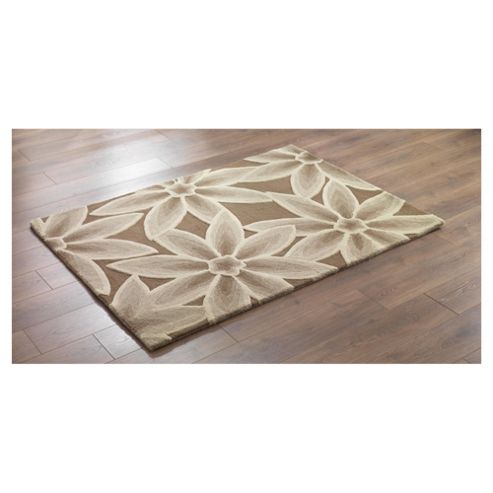 Image of Tesco Rugs 3d Textured Floral Rug Chocolate / Natural 150x240cm