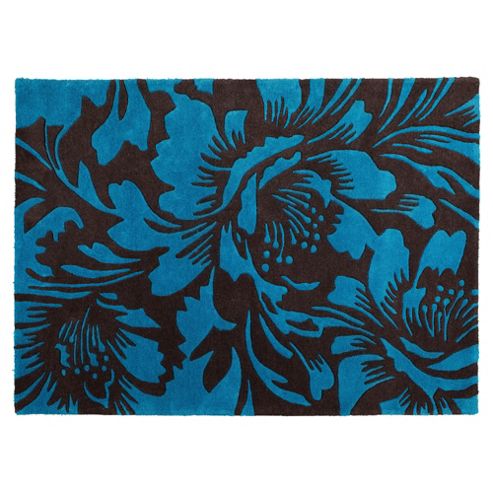 Image of Tesco Rugs Floral Accents Rug Teal / Dark Choc 150x240cm