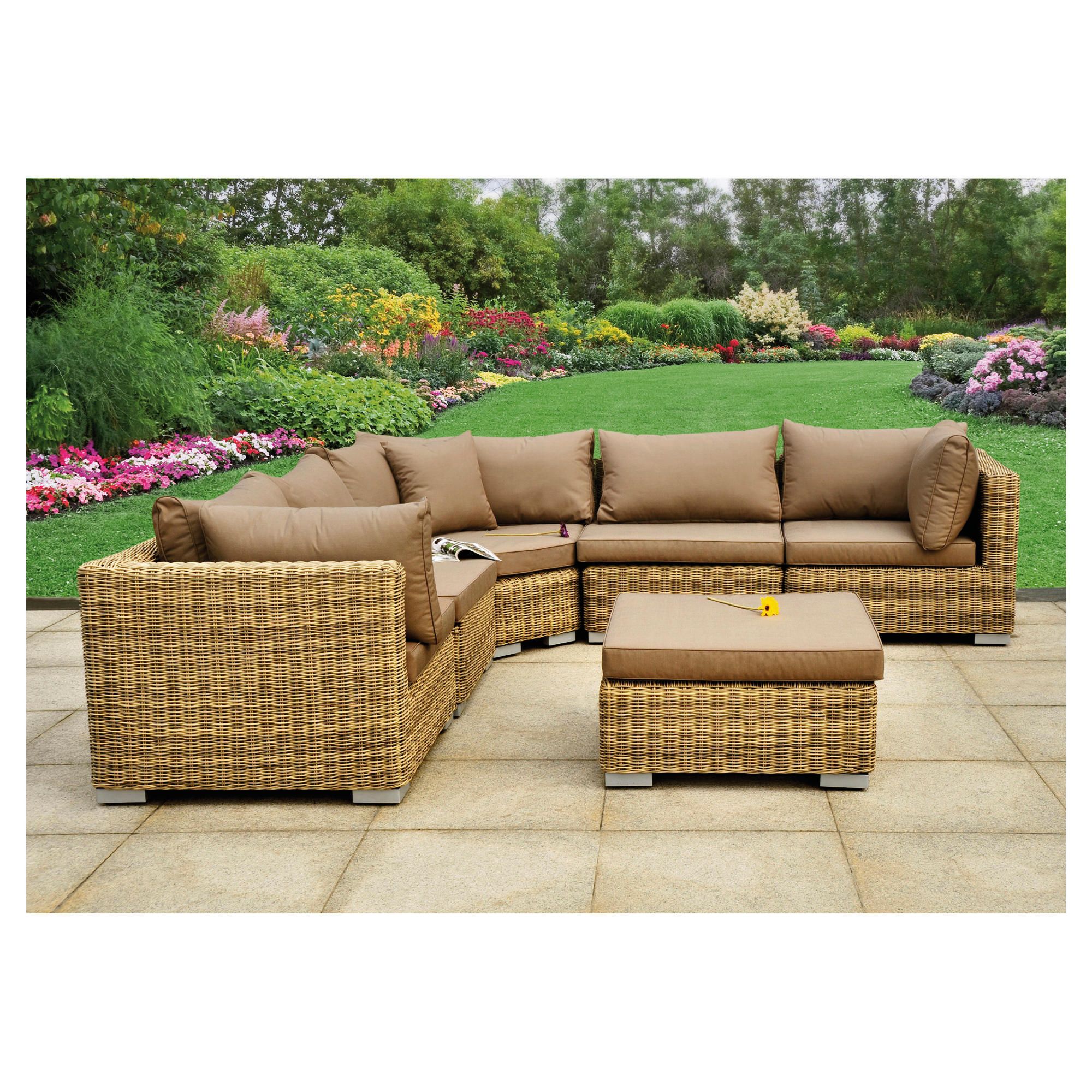 Royalcraft Modena 6 Piece Modular Sofa Set - Natural Weave Look at Tesco Direct