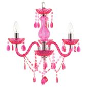 Tesco Lighting Eliza 3 Arm Kids Chandelier, Hot Pink