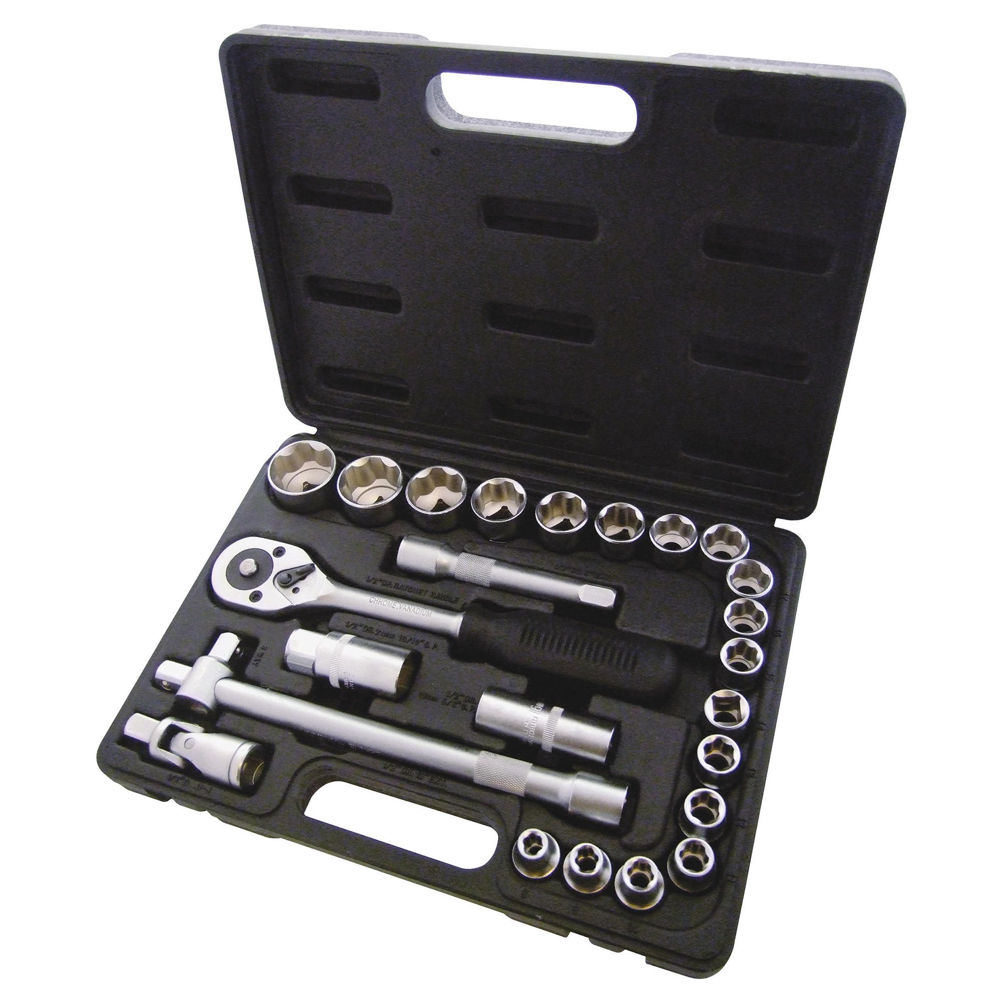 AM Tech 25PC 1/2 Dr. Socket Set Crv 8-32mm AM Tech 25PC 1/2 Dr. Socket Set Crv 8-32mm