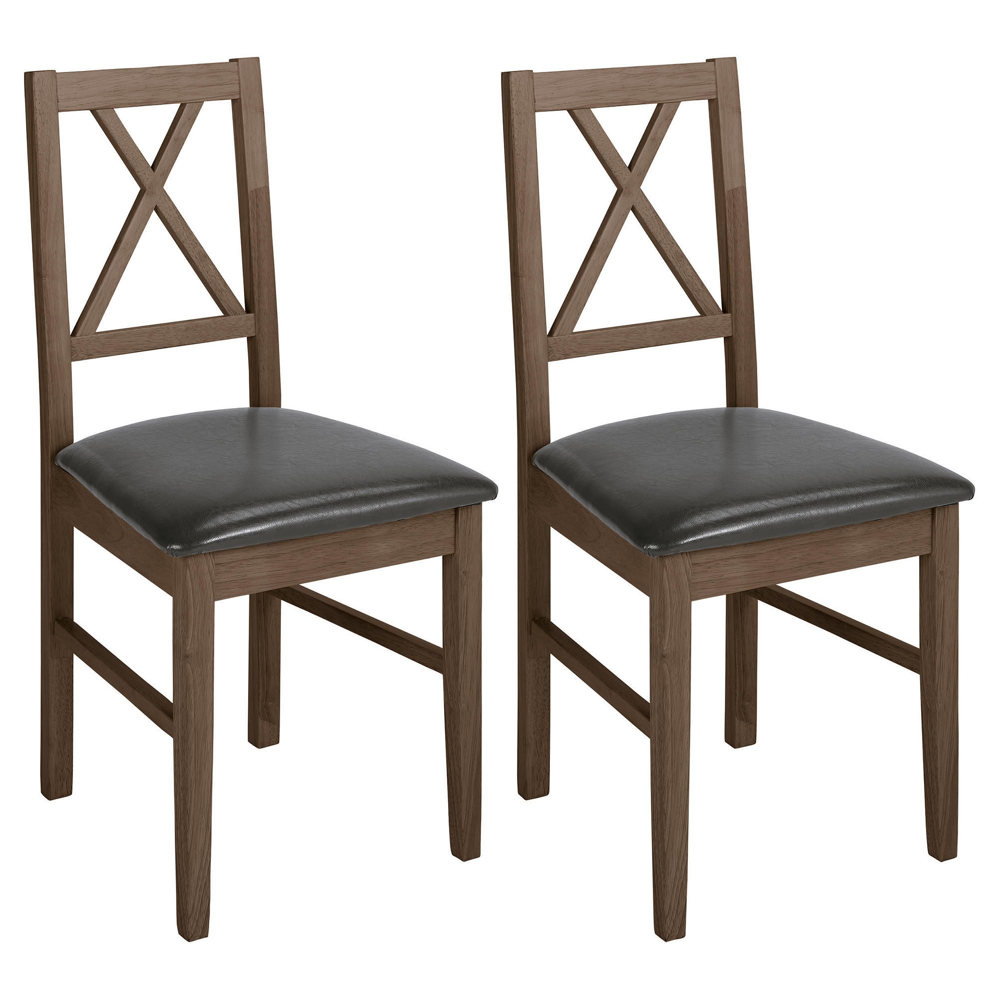 Pembrook Pair Of Cross Back Chairs Dark Oak