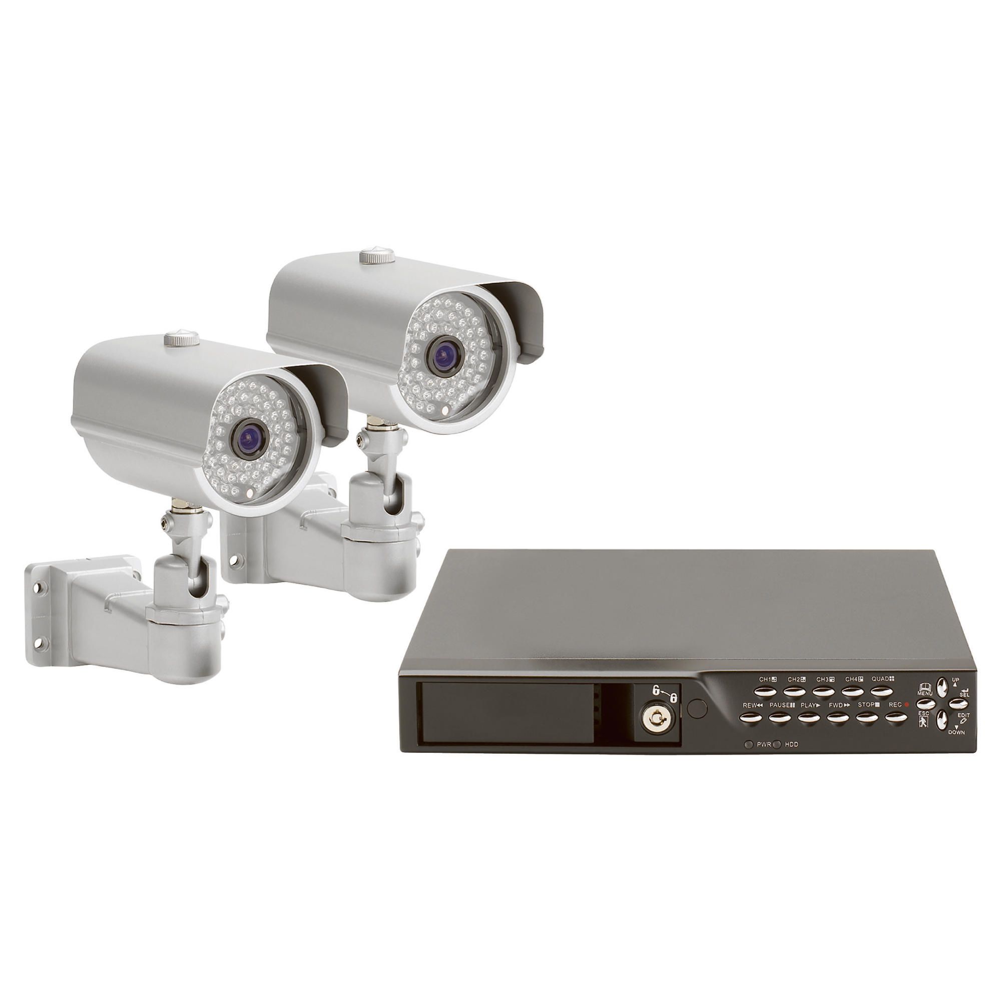 Wired Heavy Duty 2 Colour Camer and 4 Channel DVR CCTV Kit at Tesco Direct