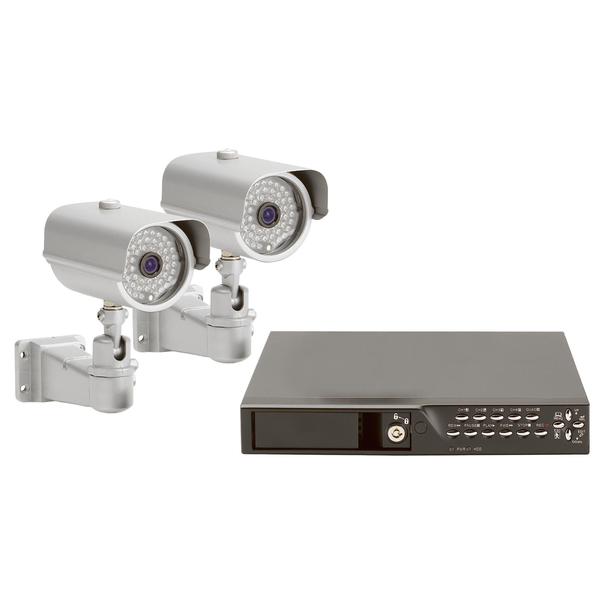Wired Heavy Duty 2 Colour Camer and 4 Channel DVR CCTV Kit at Tescos Direct