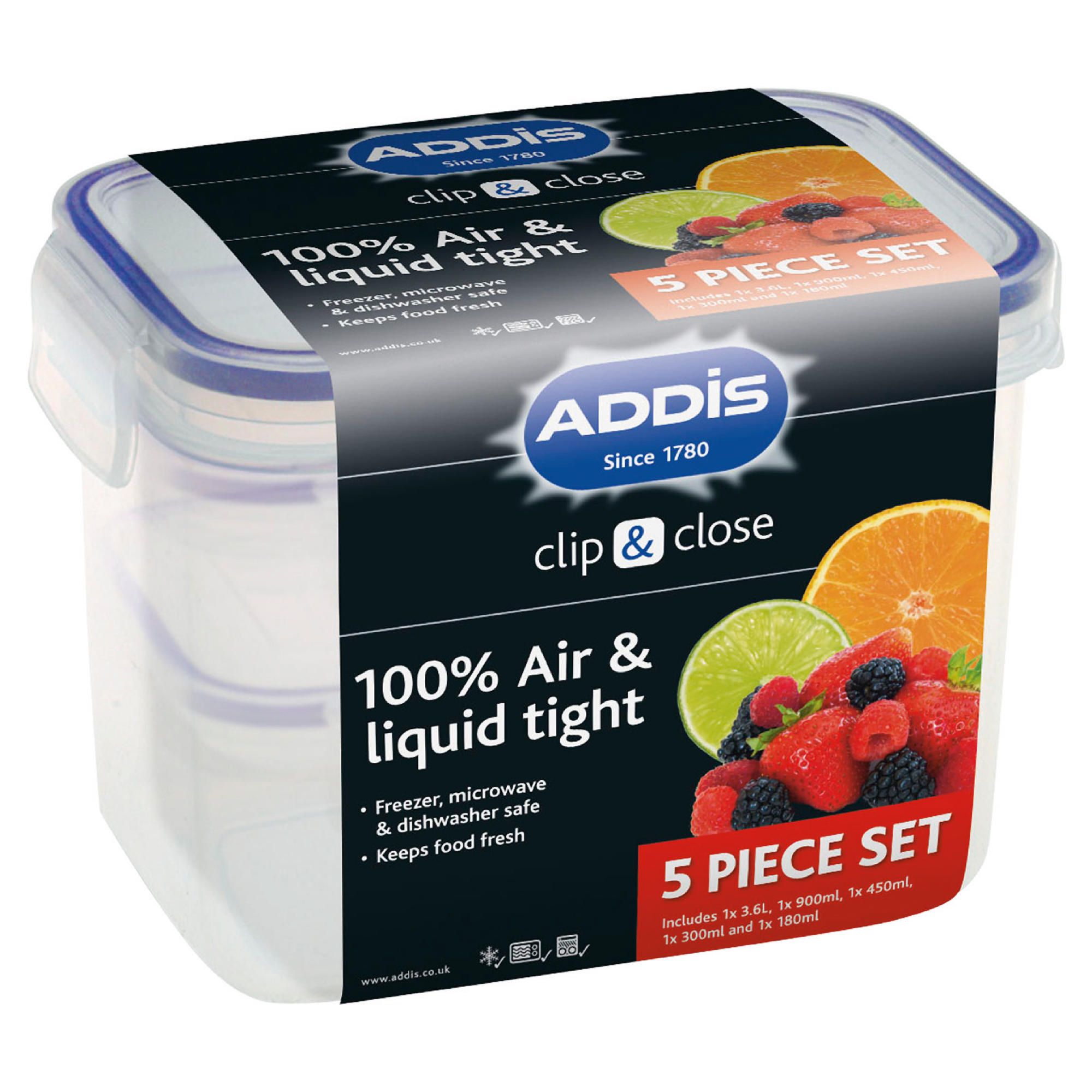 Addis 5 piece food storage set, clear Addis 5 piece food storage set, clear