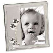 Silver-plated 6"x4" Satin Baby Frame - Teddy & Balloons