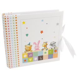 Paper Baby Large Photo Album Teddy, Rabbit & Giraffe, White