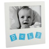Mdf White Frame With Aluminiium Icons - Baby Blue 4X6"