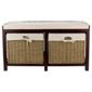 Storage Bench Walnut With Wicker Baskets