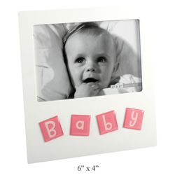 Mdf White Frame With Alumiiniium Icons - Baby Pink 4X6
