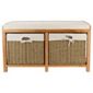 Storage Bench Oak With Wicker Baskets