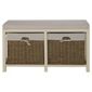Storage Bench Cream With Wicker Baskets