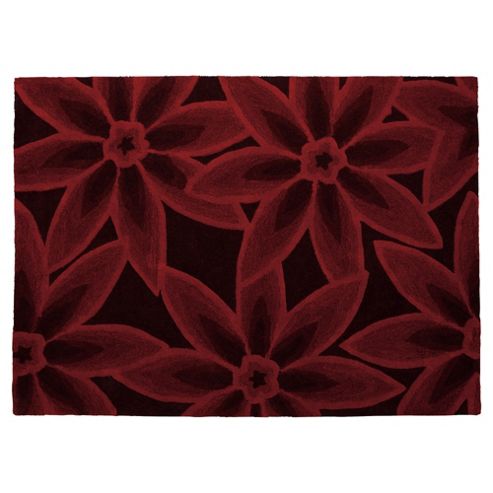 Image of Tesco Rugs 3d Textured Floral Rug Berry 120x170cm