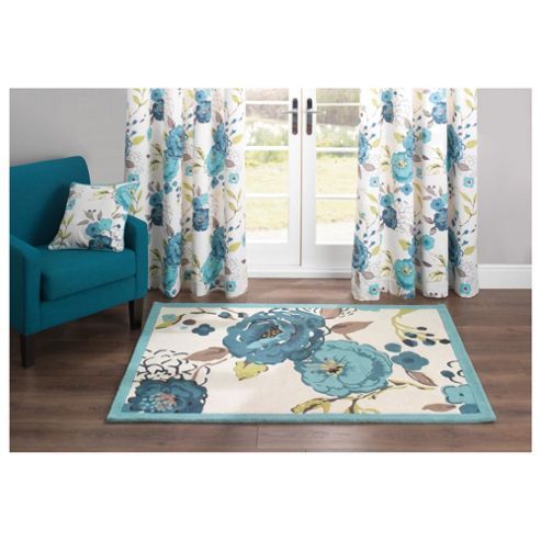 Image of Tesco Rugs Jasmine Blossom Rug Soft Teal 150x240cm