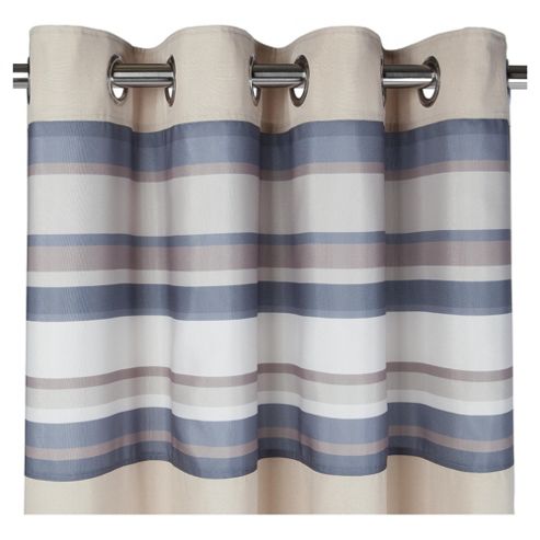 Image of Tesco Brighton Stripe Lined Eyelet Curtains - Charcoal