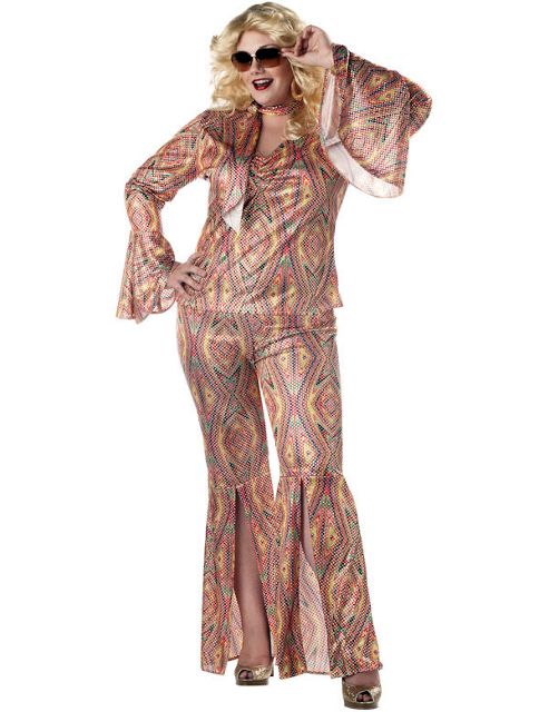 Image of Women's Discolicious 70s Fancy Dress Costume (plus Size)