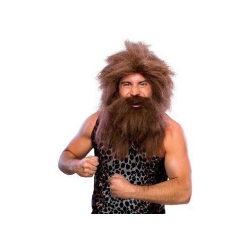 Image of Caveman Wig & Tash Set - Brown