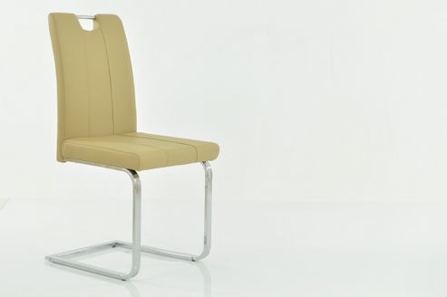 Image of Milwaukee Beige Faux Leather And Chrome Dining Chair