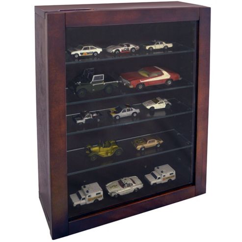 Image of Collection - Wall Display Cabinet With 4 Glass Shelves - Mahogany