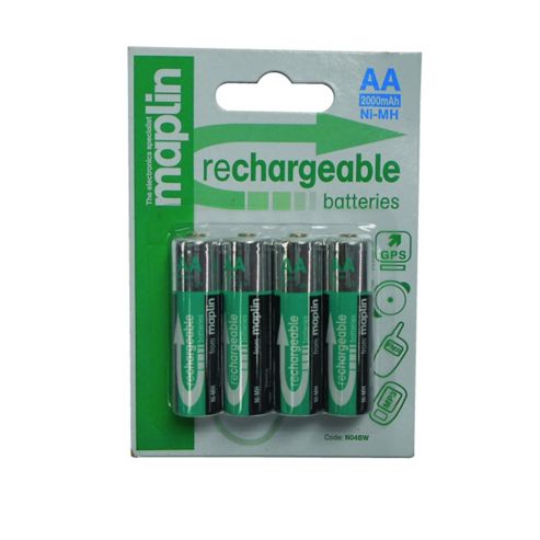 Image of Maplin 2000mah Nimh Rechargeable Aa Batteries 4 Pack