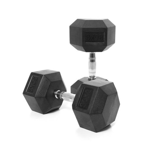 Image of Body Power 30kg Rubber Hex Dumbbells (x2)