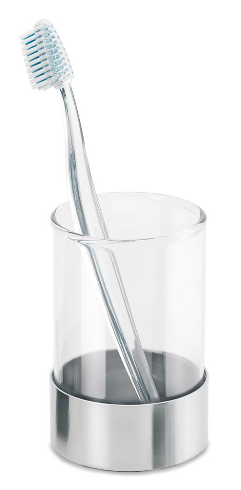 Image of Blomus Duo Glass Toothbrush Holder - Matt Stainless Steel