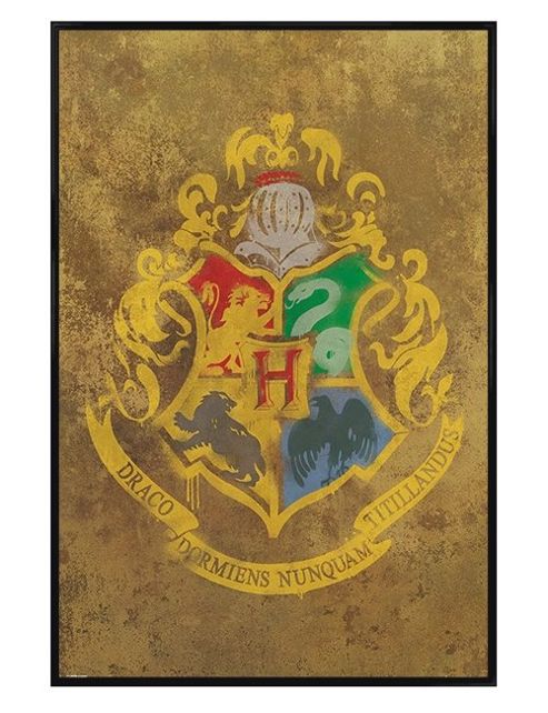 Image of Gloss Black Framed Harry Potter Hogwarts Crest Poster