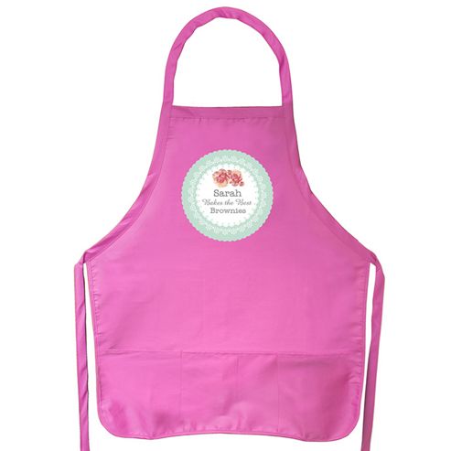 Image of Personalised Vintage Rose Pink Apron