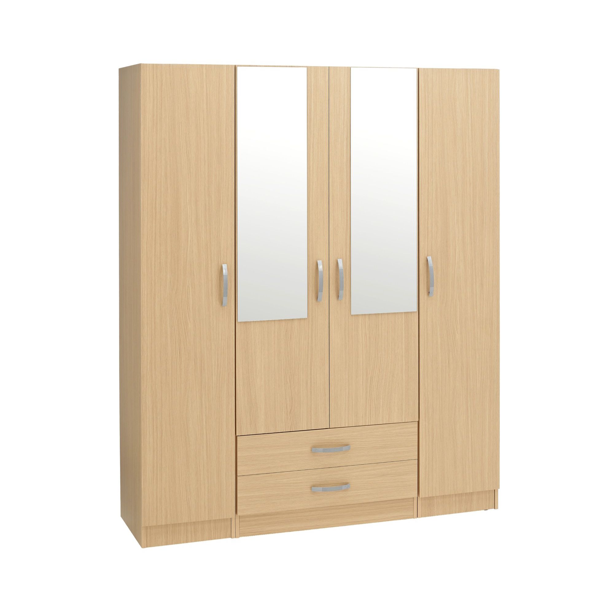 Ideal Furniture Budapest 2 Mirrors Wardrobe - Oak at Tesco Direct
